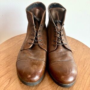 BOCAGE Brown Lace Up Leather Ankle Boot size 38, 7.5